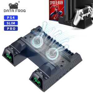 Staat accessoires voor PlayStation 4 Vertical Stand voor PS4/PS4 Slim/PS4 Pro Dual Controller Charger Charger Cooling Fan LED Display