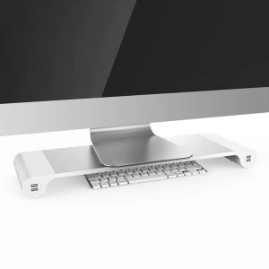 Stands Aluminium Desktop Monitor Notebook Laptop Stand Space Bar Nonslip Desk Riser met 4Ports USB Charger voor iMac, MacBook Pro, Air