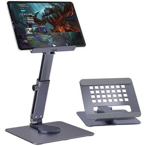 Stands Aluminum Tablet Stand Desk Riser 360° Rotation MultiAngle Height Adjustable Foldable Holder Dock For Xiaomi iPad Tablet Laptop
