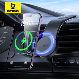 STANS BASEUS Magnetic flexible para automóvil de 15 W soportador de teléfono de teléfono móvil de automóviles para el teléfono inalámbrico para el iPhone 1215 Dashborad Center Console