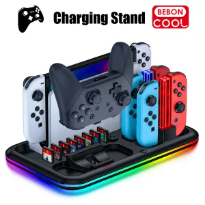 Stands BEBONCOOL Voor Nintendo Switch Pro Controller Oplaadstandaard Oplader voor Schakelaar Joycon Voor Schakelaar OLED RGB Game Opslagstation