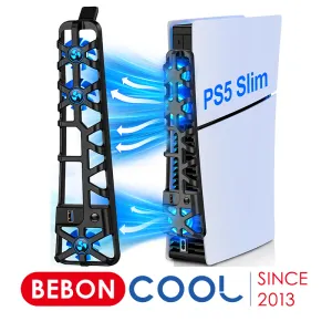 Stands Beboncool pour le ventilateur de refroidissement Slim Sony PS5 avec lumière LED Ventilateurs de système de refroidissement efficace Accessoires de console de refroidissement arrière