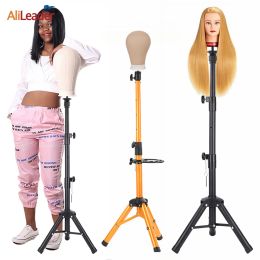 Stands Cheap Wig Stand Mannequin Head Tripod Stand Metal Adjustable Wig Head Stand Holder For Canvas Head Stand With Tray 50"55Inch