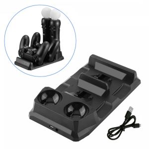 Suplican los accesorios de juego de PlayStation 4 PS Move PS4 Charger Stand Game para DualShock4 Joystick Dock Station 4 en 1 Base de soporte