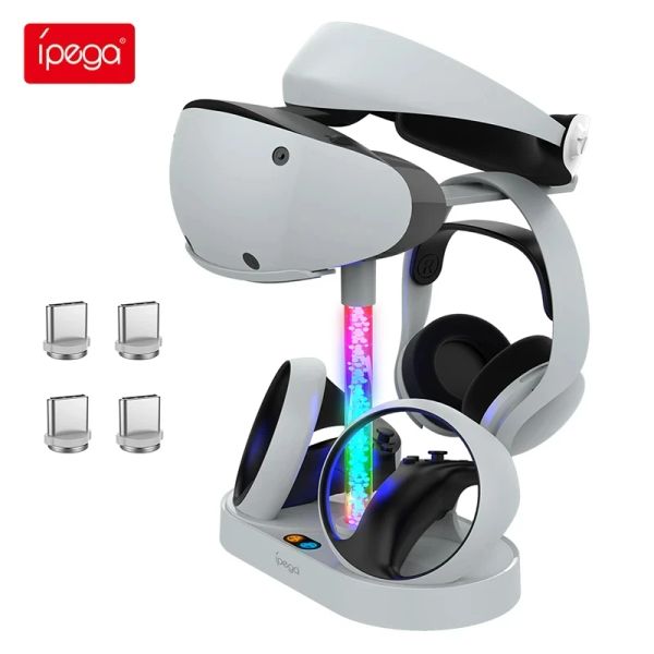 Supports pour Station de chargement magnétique arc-en-ciel PS5 VR2 avec lumière RVB colorée Playstation 5 VR2 lunettes support de casque Base de chargeur