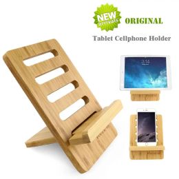 Staat Icozzier bamboo verstelbare tabletstandaard MultiAlgle draagbare houder voor iPad of mobiele telefoons