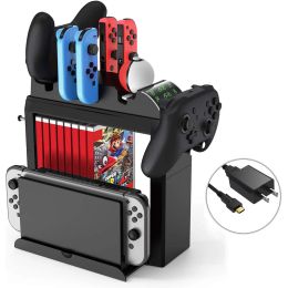 Station de chargement à intégration de supports, chargeur Joycon pour Nintendo Switch NS, support de stockage pour contrôleur Joycon