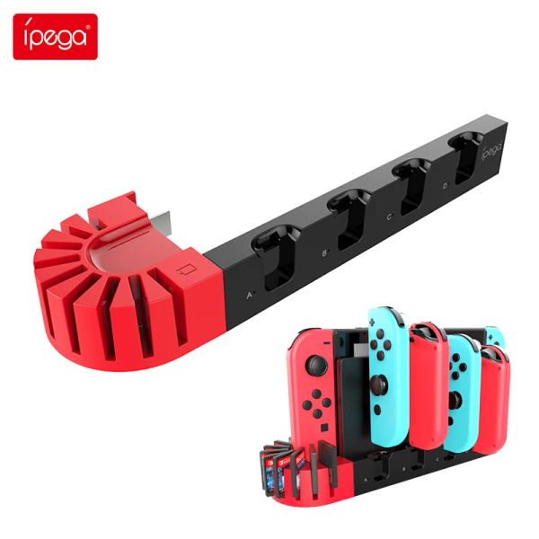 Soportes Ipega actualizado Joy Con cargador 4 puertos controlador soporte Gamepad estación de carga para Nintendo Switch OLED soporte ranuras para tarjetas