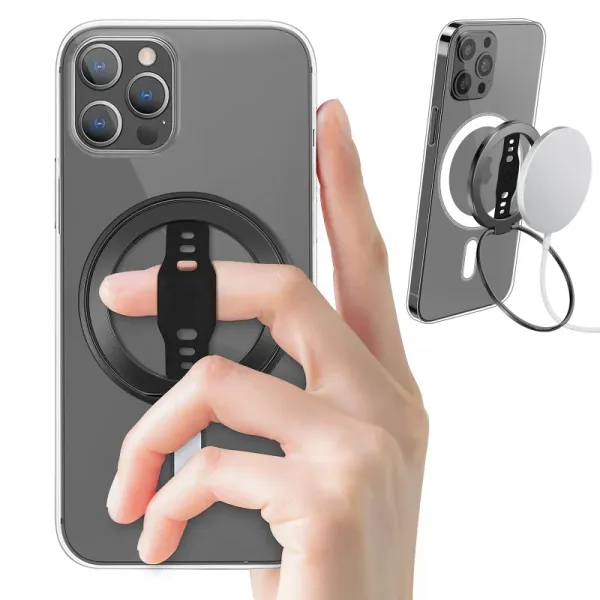 Support de téléphone à anneau magnétique pour Magsafe Wireless Charging Phone Grip Stand avec Slicone Finger STRAP AMOVABLE Téléphone de téléphone
