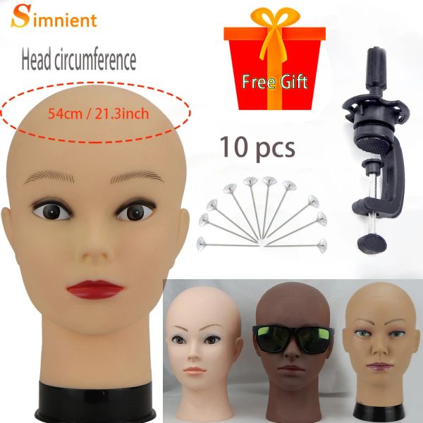 Stands New Female Bald Mannequin Head with Stand Cosmétologie Pratique du Manikin African Training Head for Hair Style Wig False