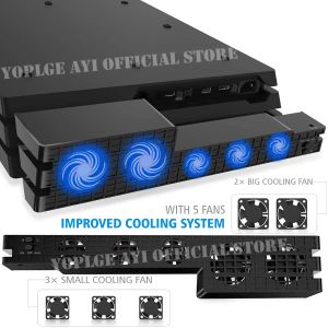 Stands New PS4 Pro Coading Fan 5 Ventiladores USB Control de temperatura externa para Sony PlayStation 4 Play Station PS 4 Pro Game Console