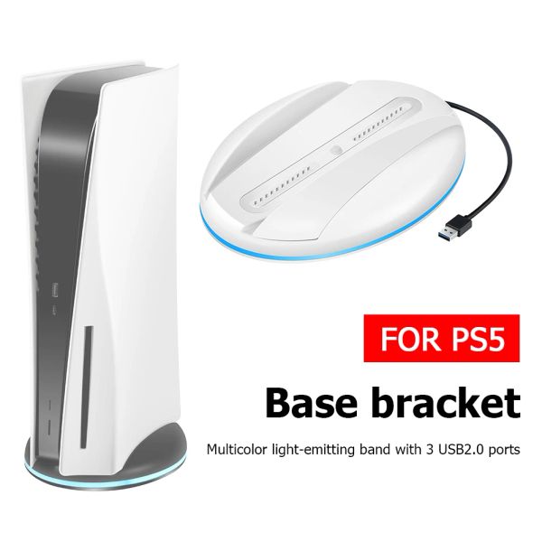 Stands New RVB Base pour PS5, LED Atmosphère Light Stand Vertical Horizontal Station avec 3 ports USB Console de jeu Accessoire pour PS5