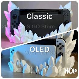 Le plus récent commutateur nintention/OLED support de décor en cristal blanc impression 3D Look cool pour Nintendo Switch/OLED Dock accessoires de jeu