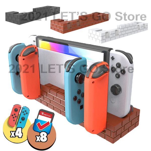 Supports Nintend Switch/OLED Brick Shape 4 Joycon Charger Stand Station de chargement 8 emplacements pour Nintendo Switch Joycon Accessoires