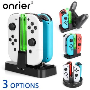 Onrier Station de chargement pour Nintendo Switch OLED JoyCon 4 contrôleur LED chargeur Dock support de Station pour accessoires de commutation