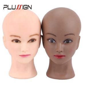 Plussign-Cabeza de entrenamiento de 21 pulgadas con abrazadera, cabezas de maniquí calvas de cosmetología populares para práctica de maquillaje, fabricación de pelucas, exhibición de sombreros