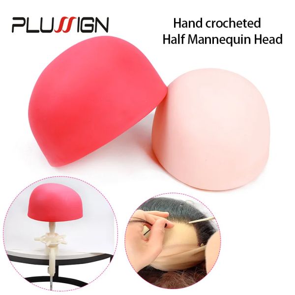 Stands Plussign Human Hair Fermeure toOpee Frontal Making Tools Half Mannequin Head with Block Stand Silicone Head petite taille grande taille