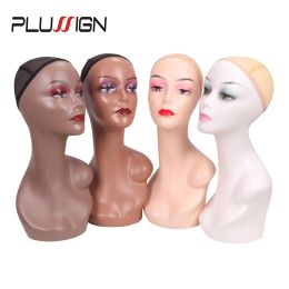 Stands Plussign tête de Mannequin pour perruque affichage livraison gratuite 6 pièces/boîte vente en gros support de cheveux brun jolie tête de Mannequin pour perruque