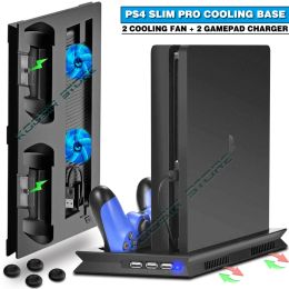 Staat PS4 Pro Slim Console Vertical Stand 2 Controller Charger 2 Cooler Fan for PlayStation 4 Slim Play Station PS 4 Games Accessoires