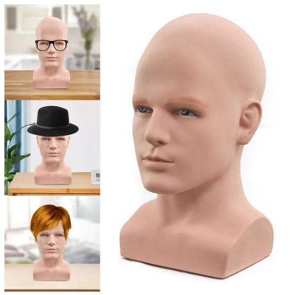 Tête de mannequin en PVC, tête de buste, tête masculine, présentoir, accessoire d'affichage pour chapeau, collier, chaîne, support de casque