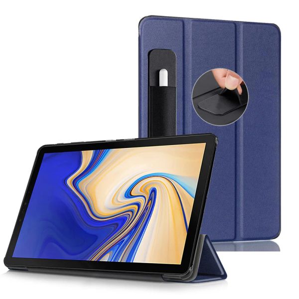 Soportes Case delgado para Samsung Galaxy Tab S4 10.5 2018 S Pen Pen Suptor, Cubierta de stand trifold Sleep para SMT830/T835/T837 Cajas de tableta