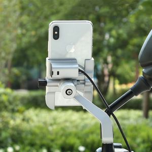 Stands SMOYNG Aluminium Motorcycle Bike Phone Stand With USB Charger Moto Bicycle Grodony Mirro Mobil Support Support Support