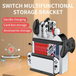 Stands Switch Joycon Charger Dock Nintendo Switch Oled Multifunctionele opslag Charing Stand Game Cards Slot Pro Controller Holder