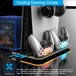 Stands Verticale Cooling Stand Game Helm Rack Controller Koelstation Opslag Disc met RGB Licht DC5V5.5V voor PS VR2 PS5