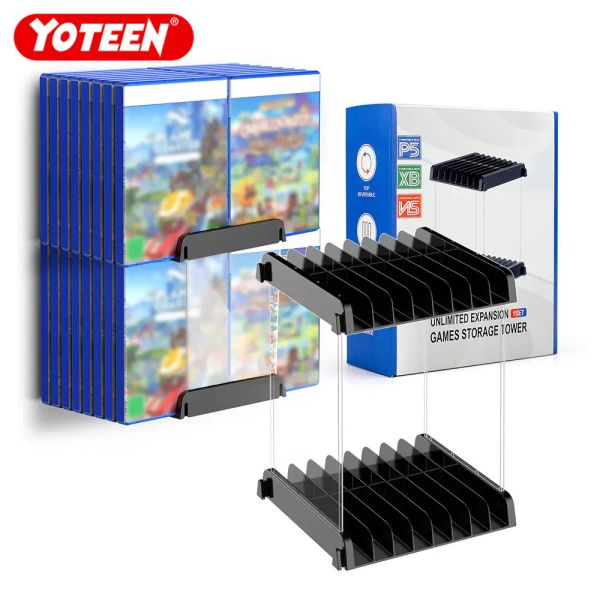 Supports Yoteen support mural de disque de jeu pour PS4/PS5/XBOX/switch jeu CD boîte support de rangement support de bureau organisateur support de montage mural