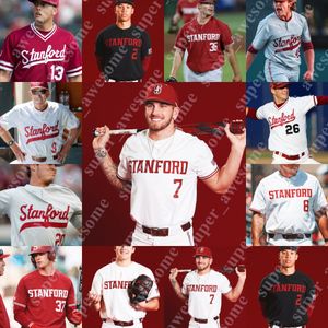 Stanford Baseball Jersey Brock Jones Eddie Park Carter Graham Brendan Kody Huff Beck Adam Crampton Braden Montgomery Jed Lowrie Nico