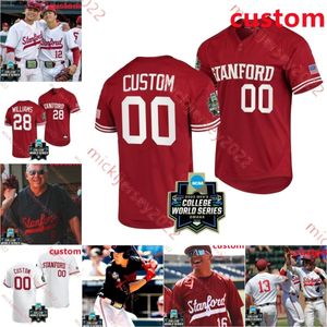 Stanford Cardinal 2023 MCWS Jersey de béisbol Owen Cobb Jimmy Nati Jake Sapien Malcolm Moore Nick Dugan Matt Scott Ben Reimers Trevor Moore Camisetas personalizadas de Stanford