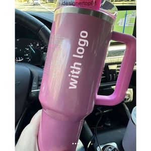 Stanleness Holiday Red Cobed Winter Pink Starbacks H20 40oz Mugs Cosmo Pink Tumblers tasses de voitures cibles cadeaux flamants