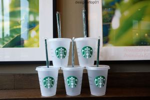 Stanleness Starbucks 16oz / 473ml Plastique Tubler réutilisable Effectuer la consommation plate de Boire plat