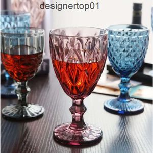 Stanleness SZ 10oz Verres à vin gobelet en verre coloré avec tige 300 ml de motif vintage en relief drinkware romantique pour le mariage de la fête 44G8