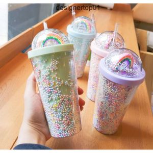 Stanleness La dernière tasse de café en plastique en plastique à double couche de 18,6 oz, rainbow star étoiles paillettes en poudre à eau, support personnalisé a0ey