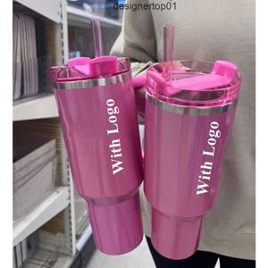 Stanleness Us Stock Cosmo Pink Tumblers hiver rose rose scintillant Limited Edition 40 oz Tumblers 40oz tasses Lid Paille à grande capacité Bouteille d'eau de bière Saint-Valentin G CGWJ