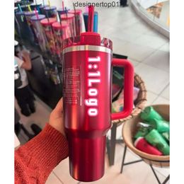 Stanleness Us Stock Winter Pink Red Holiday Starbacks H20 40oz Mugs Cosmo Pink Parade Tumblers tasses automobiles cibles Red Flamingo Café Sparkle 11 Chrome noire F6W5