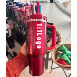Stanleness Us Stock Winter Pink Red Holiday Starbacks H20 40oz Mugs Cosmo Pink Parade Tumblers tasses de voitures cibles Red Flamingo Café Sparkle 11 Chrome noir Bott 9i67