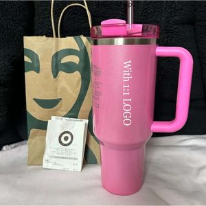 Stanleness Us Stock Winter Pink Red Holiday Starbacks H20 40oz Mugs Cosmo Pink Parade Tumblers tasses de voitures cibles Red Flamingo Café Sparkle 11 Chrome noir Bott 8q59