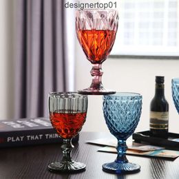 Stanleiness Vintage Glass Clubblet - Copla de vino vintage de 240 ml, copas de vino de color tallado para boda, fiesta, uso diario - 4 tipos de colores Q2BS