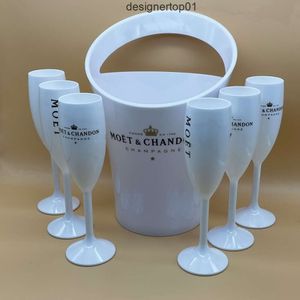 Stanleiness Wine Glasses Ice Bucket Champagne Flute Set White Plastic Champagne Party Sets EHJK