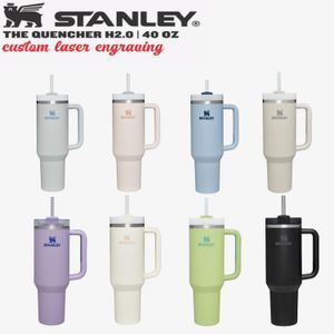 40oz Quencher H2.0 Stainless Steel Tumblers Cups With Silicone Handle Lid And Straw 2nd Generation Big Capacity Travel Car Cups Water Bottles 0906