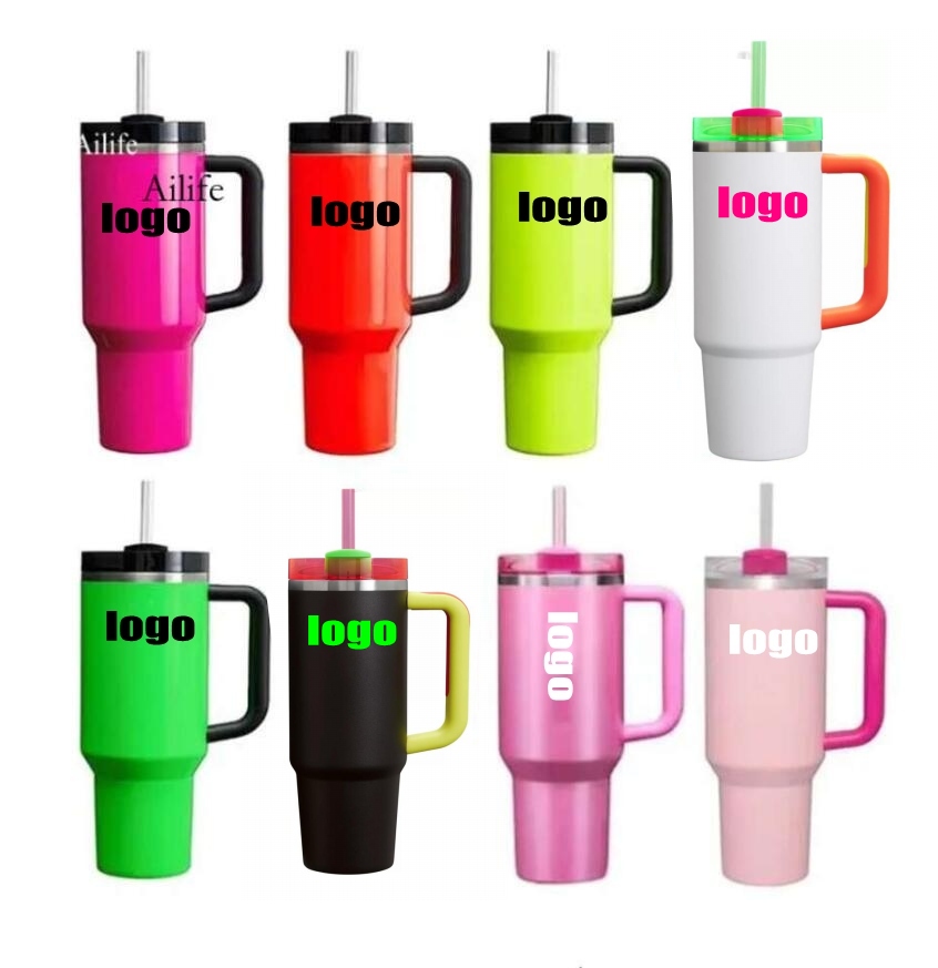 Schip uit de VS 1: 1 Logo Neon Black Green Winter Pink Limited Edition H2.0 Cosmo Co-branded Tumbler Mugs Valentijnsdag Geschenkdoel Rode waterflessen GG0419