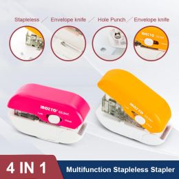 Astateler 2021 4 en 1 agrafes sans agrafeuse Steple Paper Stapling Stapler BookBinding Free Stapler Office Accessoires