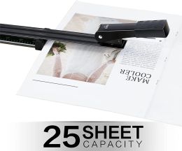 Stapler Long Reach FaTler, 25 velcapaciteit, lange arm standaard nieters voor boekje of boekbinding, zwart