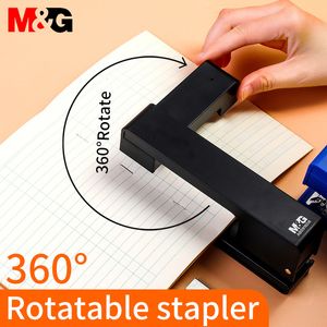 Staplers M G 3 Colors 360 Degree Rotary Stapler Desktop Stapler with Staples Sharp Chisel for Office and school Stationery accessories 230914