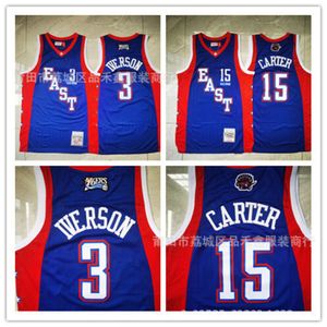 Star Basketball Jersey Blue All Carter Iverson geborduurd