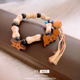 Star Bell Dog Ceramic Woven Corde Bracelet Fresh, Sweet, Cartoon Handstring Fashionable, Small and Popular Design, Article d'artisanat