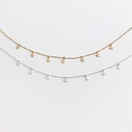 Star Choker kettingen sieraden schijf munt hanger handgemaakte eenvoudige 14 k vergulde zilver delicate sierlijke sterren en kraal ketting chokers