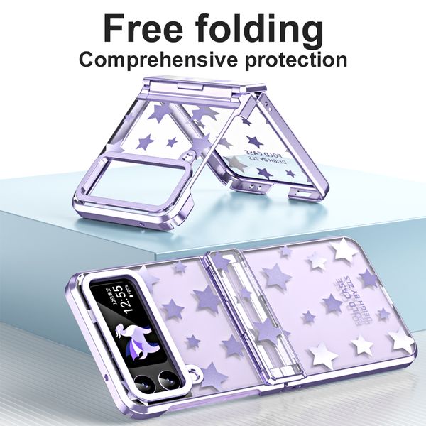 Star Clear Cases para Samsung Galaxy Z Flip 4 3 Flip3 5G Funda de protección de bisagra transparente